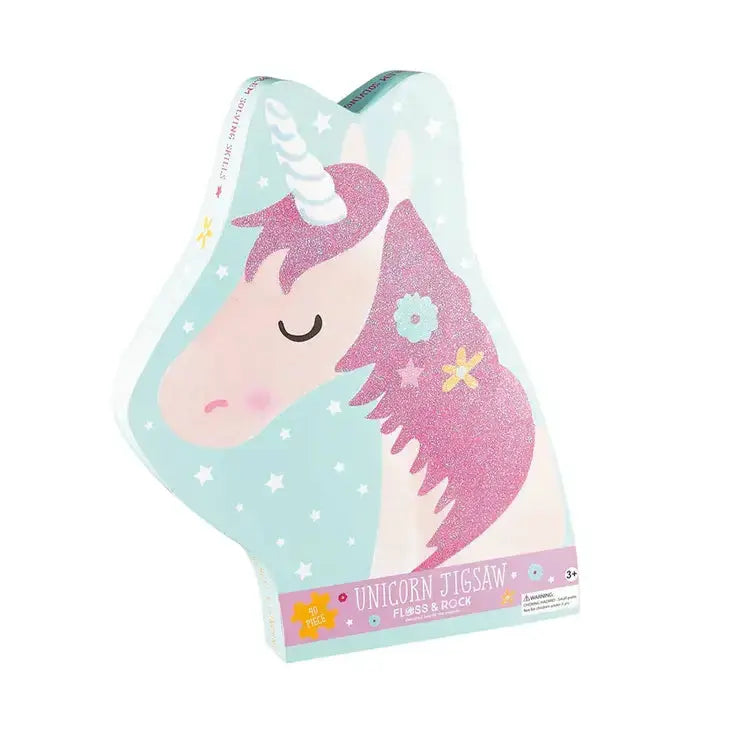 Fairy Unicorn 40pc Jigsaw with Shaped Box Floss and Rock