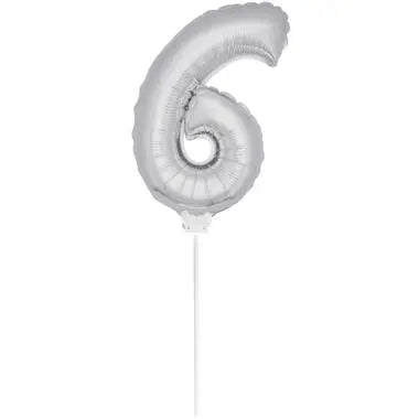 Figure Balloon XS Silver Number 6 - 36cm Folat