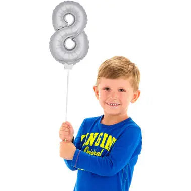 Figure Balloon XS Silver Number 8 - 36cm Folat