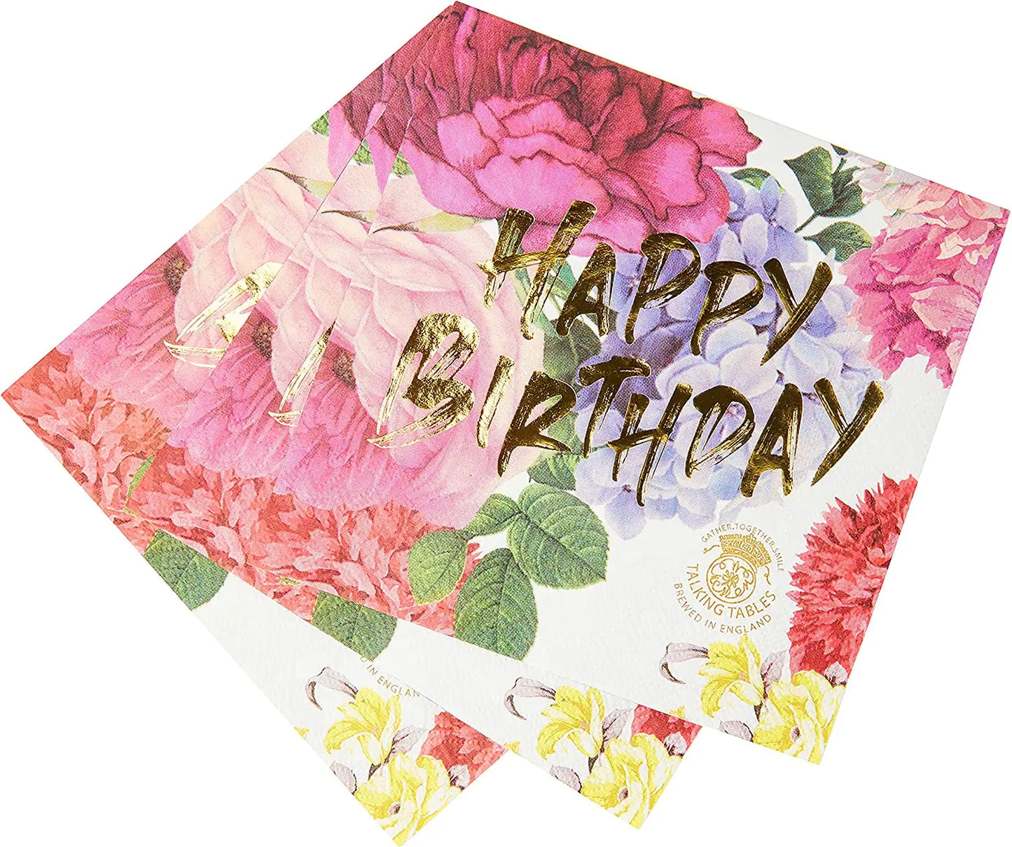 Floral Happy Birthday Napkins - 20 Pack Talking Tables