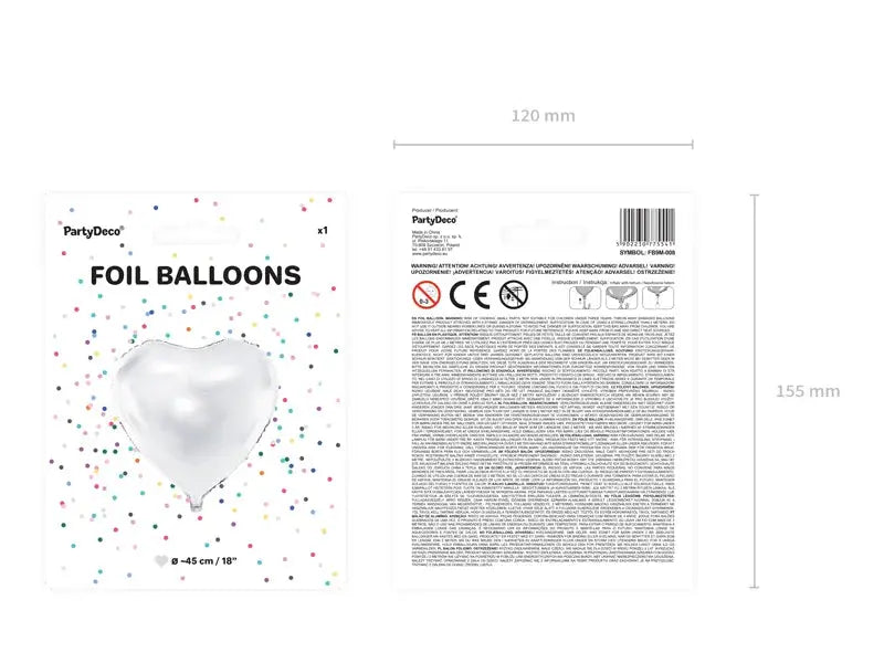 Foil Balloon Heart white Partydeco