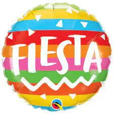 Foil balloon 18″ Fiesta Rainbow Stripes qualatex