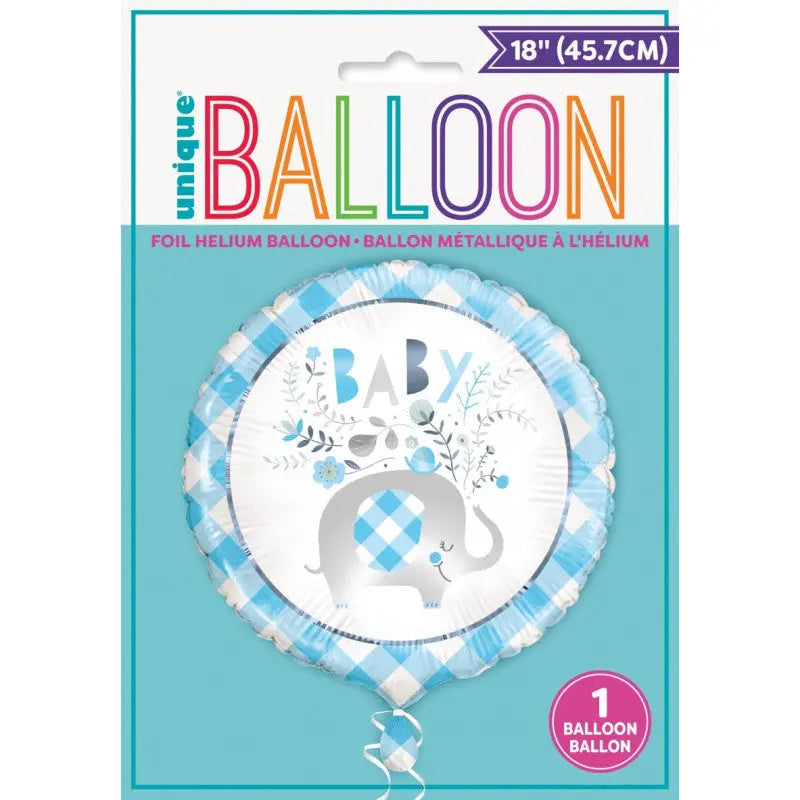 Foil balloon 45 cm Elephant floral blue cotillons Alsace