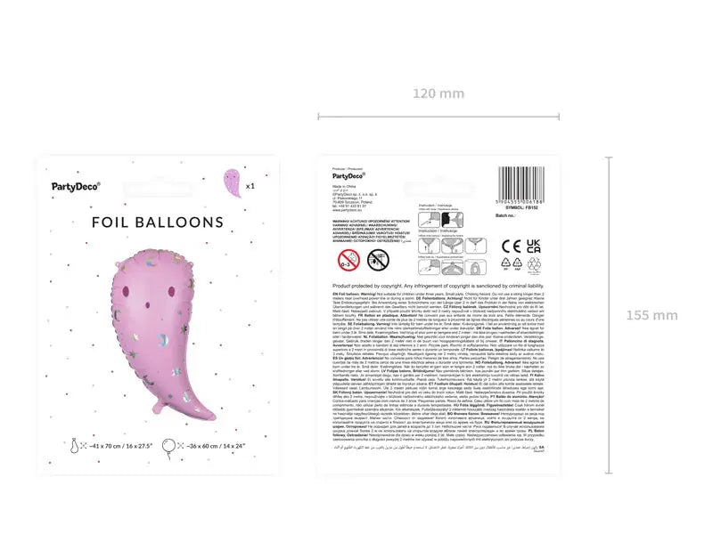 Foil balloon Ghost pink Partydeco