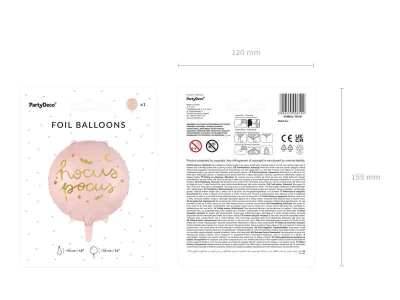 Foil balloon Hocus Pocus pastel pink Partydeco