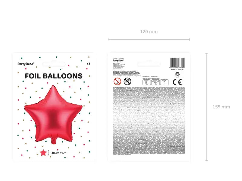 Foil balloon Star red Partydeco