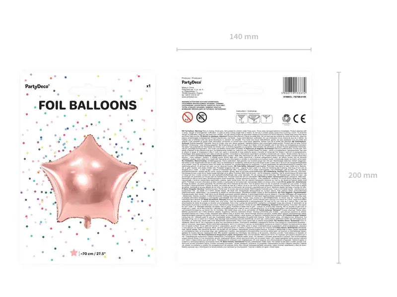 Foil balloon star, rose gold Partydeco