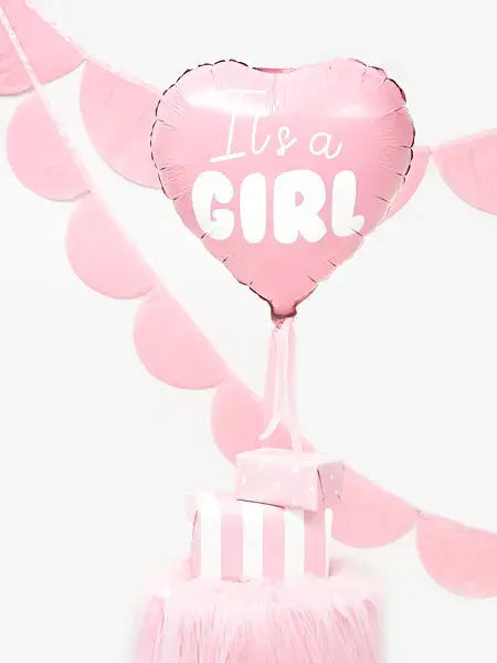 Foil heart balloon, it's a girl, pink Partydeco