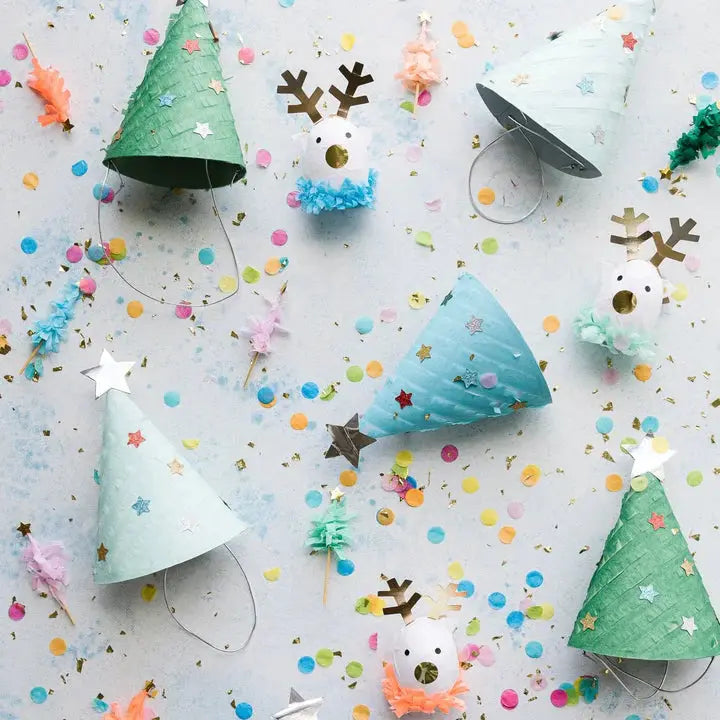 Fringed Christmas Tree Party Hats (x 6) Meri Meri