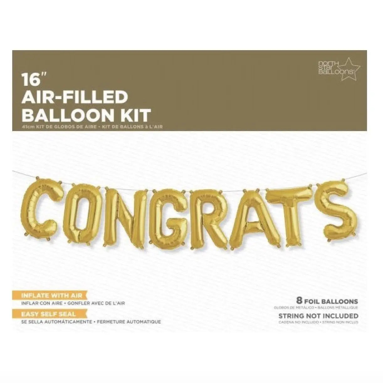 GOLD FOIL "CONGRATS" BALLOON BANNER NORTH STAR BALLOONS