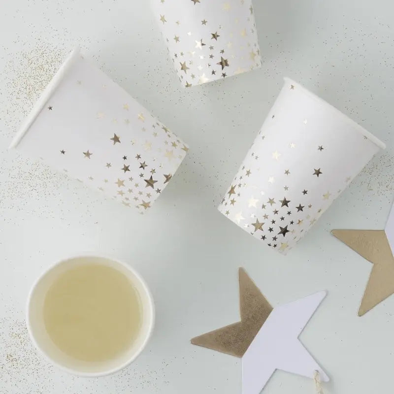 GOLD FOILED STAR CUPS - METALLIC STAR Ginger Ray