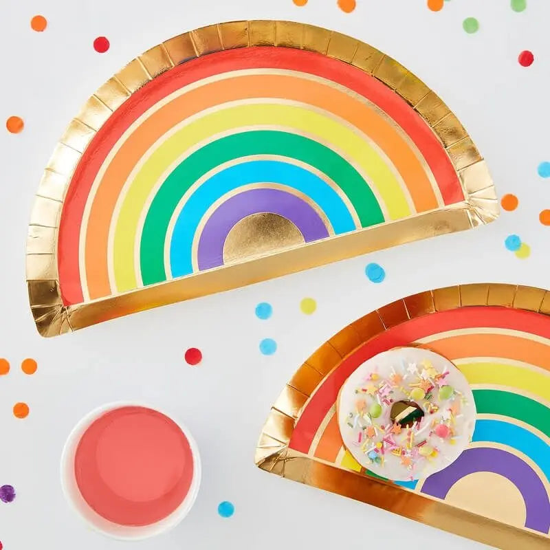 GOLD FOILED & RAINBOW PAPER PLATES Ginger Ray