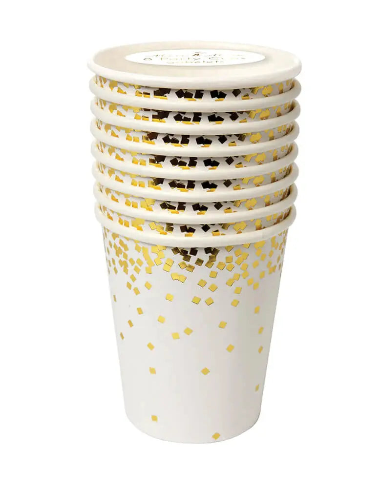 GOLD SQUARE CONFETTI PARTY CUPS (SET OF 8) Meri Meri