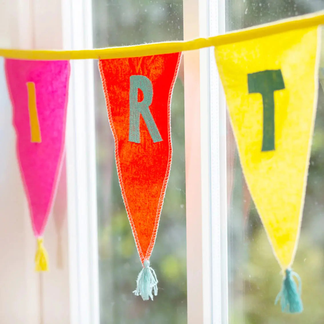 Garland - We Heart Birthdays Rainbow Happy Birthday Fabric Bunting, 3m Talking Tables