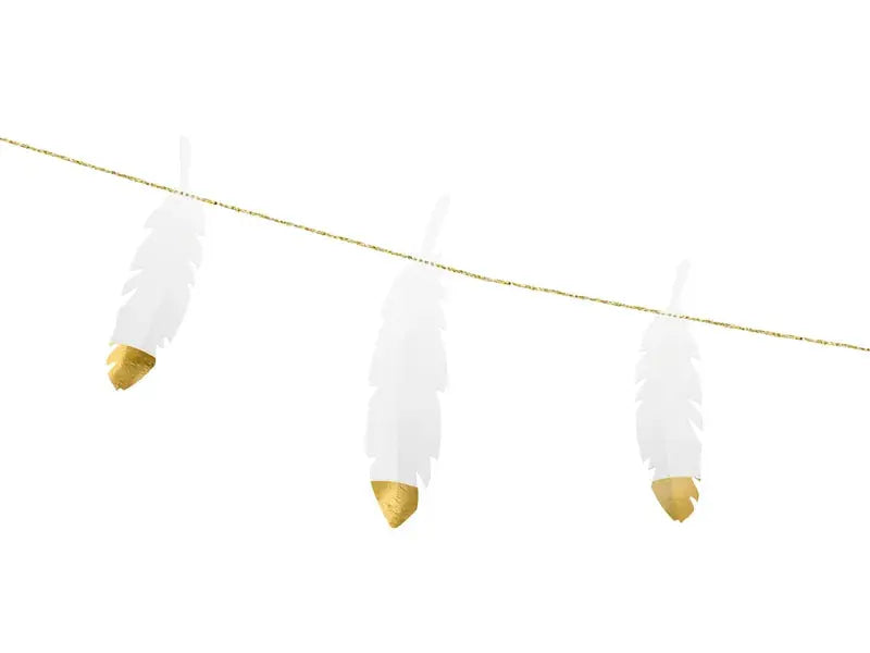 Garland feathers, white & gold Partydeco