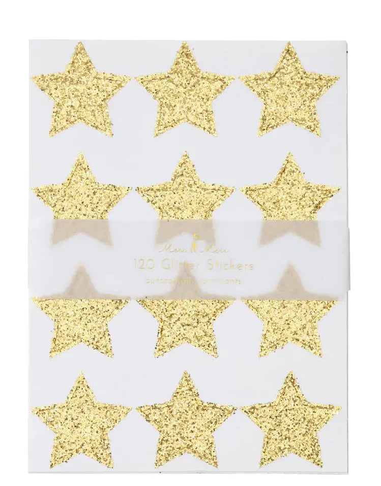 Gold Glitter Stars Sticker Sheets (x 10 sheets) Meri Meri