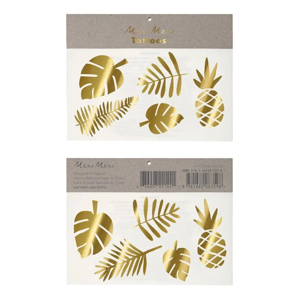 Gold Tropical Large Tattoos (set of 2 sheets) Meri Meri