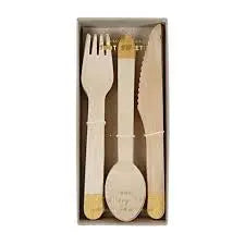 Gold Wooden Cutlery Set Meri Meri