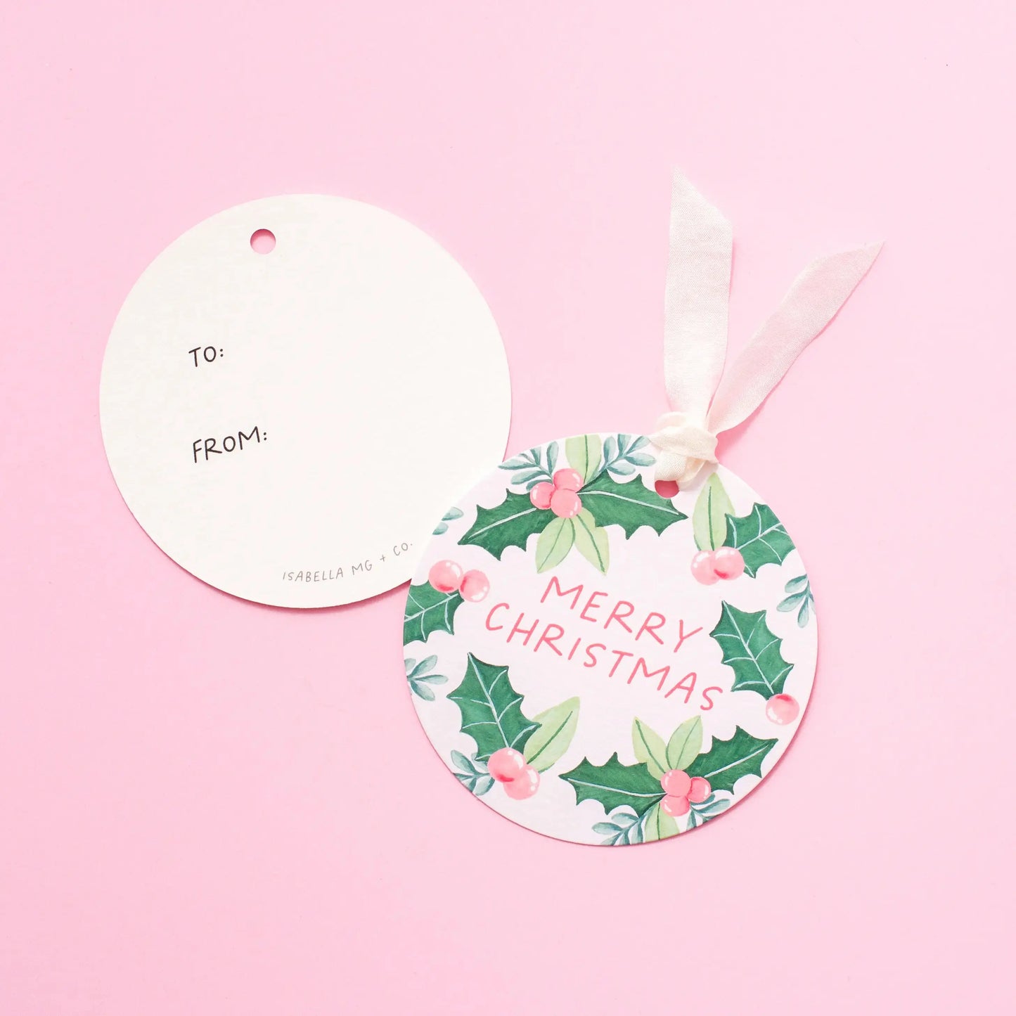 Holly Jolly Circle Gift Tags | Christmas Gift Tags Isabella MG & Co.