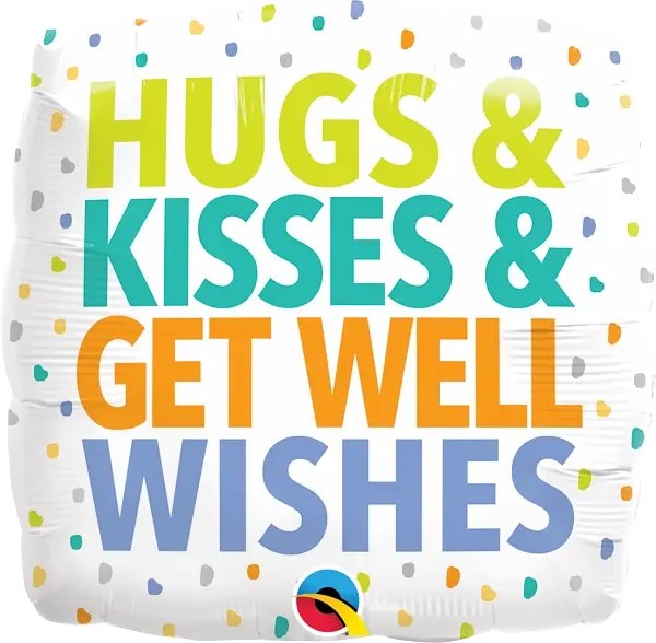 Hugs Kisses Get Well Wishes Foil Balloon qualatex