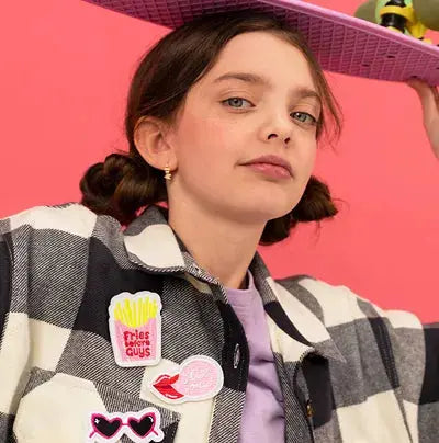 Iron on patches kiss me, french fries - 3 pieces -party deco Partydeco