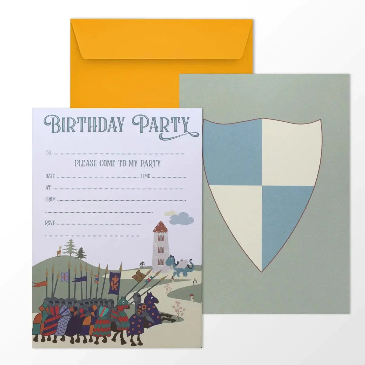 KNIGHT AT DRAGON CASTLE PARTY INVITATIONS MustardandGray