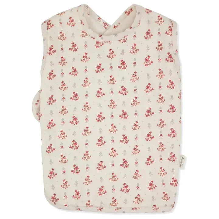 (KS1022) comea big bib - vintage floral red Konges Slojd