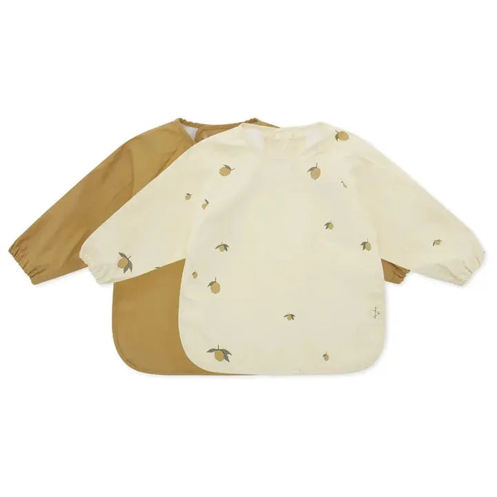 (KS2474) - 2 pack dinner bib with sleeves lemon Konges Slojd