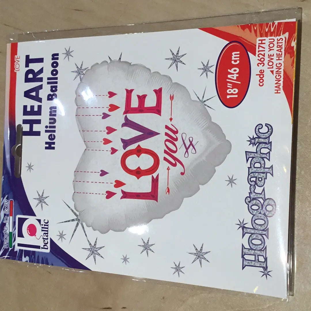 LOVE YOU HOLOGRAPHIC FOIL BALLOON HEART SHAPE Betallic