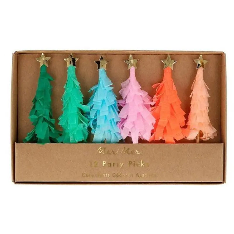 Meri Meri - Rainbow Fringed Tree Picks lo Meri Meri