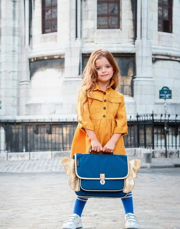 Mini Winged Night Blue Schoolbag Caramel and Cie