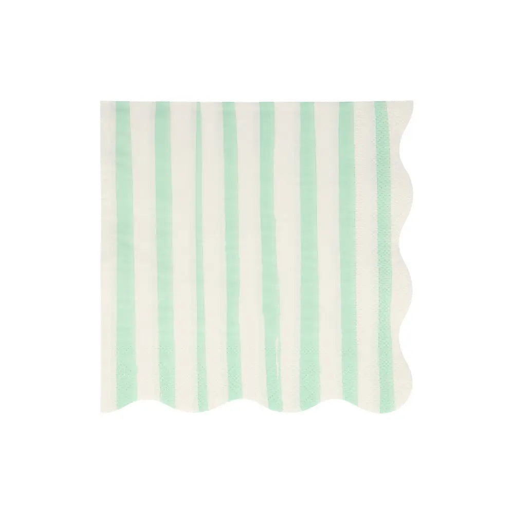 Mint stripe napkins L Meri Meri