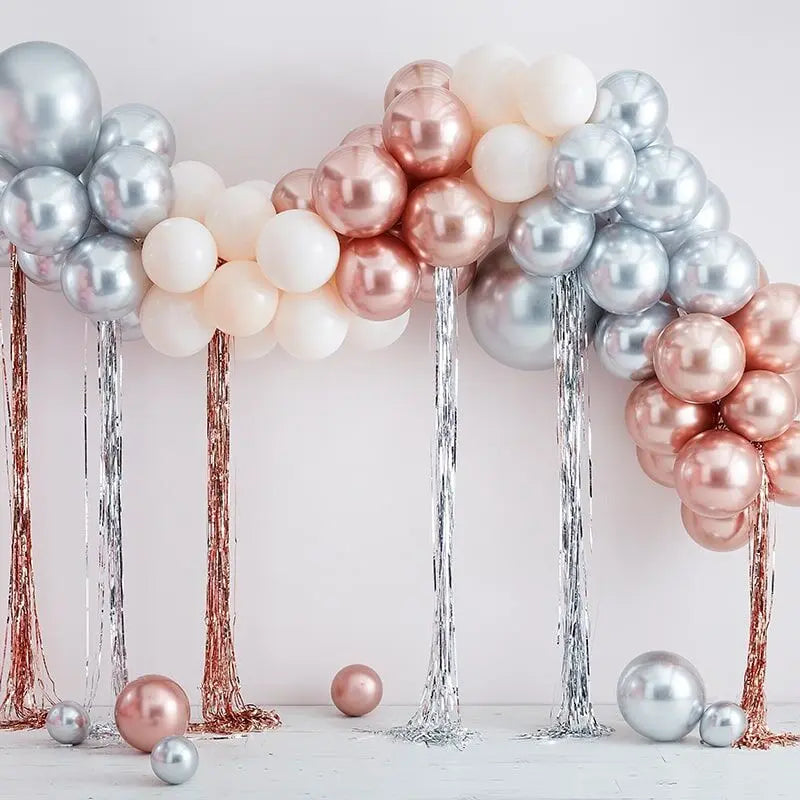 Mixed Metallics Balloon Arch With Streamers Ginger Ray