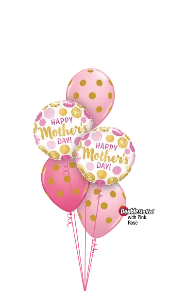 Mother's Day Pink & Gold Dots Foil Balloons qualatex