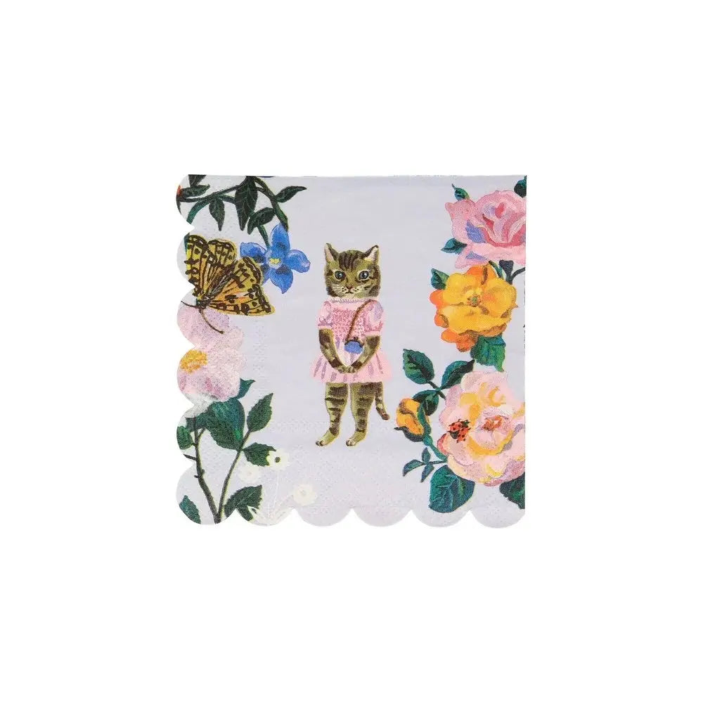 Nathalie Lete Flora Cat Small Napkins (set of 20) Meri Meri