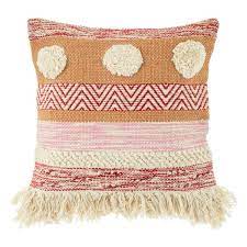 Nevada Pink Woven Stripe Cushion SASS AND BELLE