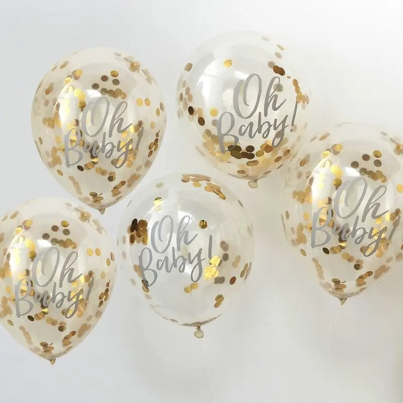 (OB-108) GOLD CONFETTI OH BABY SHOWER BALLOONS Ginger Ray