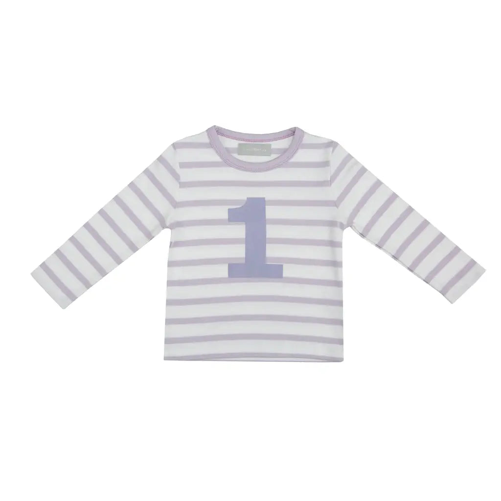 Parma Violet & White Breton Striped Number 1 T Shirt Bob & blossom