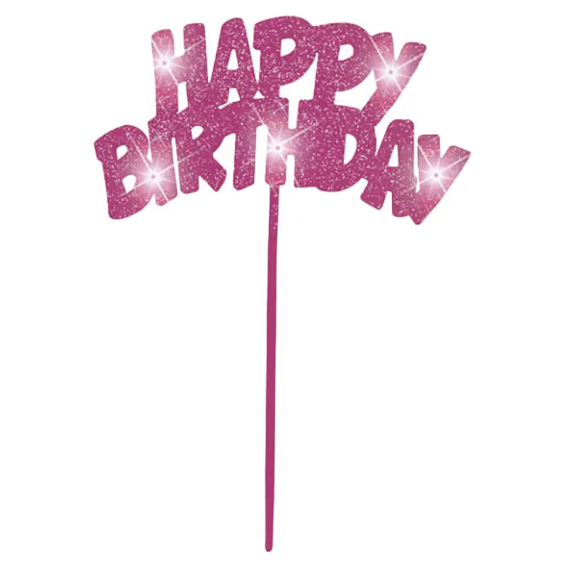 Pink Flashing Happy Birthday Cake Topper Unique