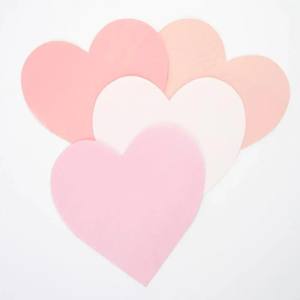 Pink Tone Large Heart Napkins (set of 20) Meri Meri