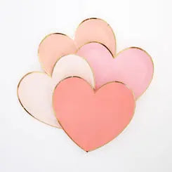 Pink Tone Small Heart Plates Meri Meri