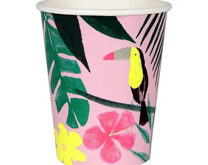 Pink tropical party cups Meri Meri