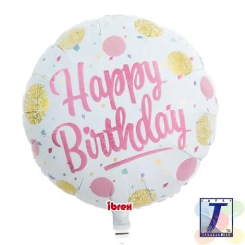 RND HAPPY BIRTHDAY GOLD & PINK qualatex