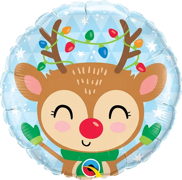 Reindeer & Colored Lights FOIL BALLOON qualatex