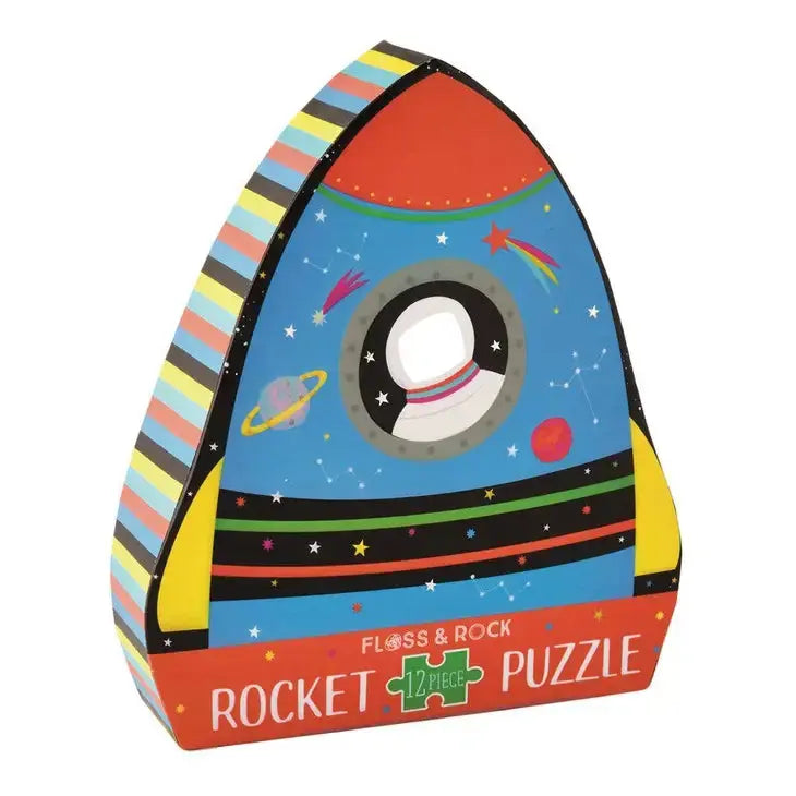 Rocket 12pc Shaped Jigsaw with Shaped Box Floss and Rock