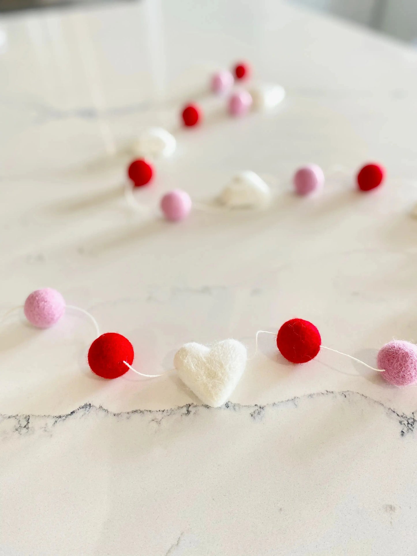 Romance Wool Felt Ball Garland - Valentine Boho Decor The Mad Padder