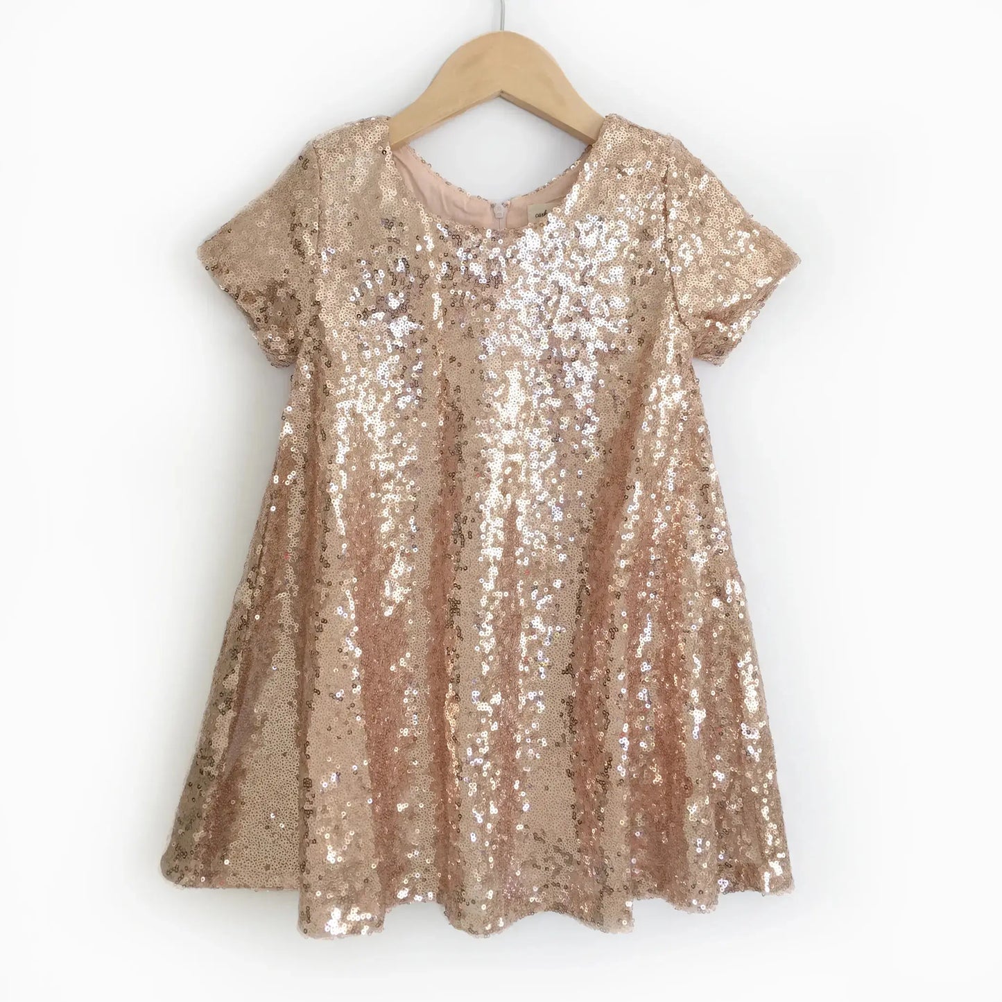 Rose Gold Sequin Dress - Short Sleeves Faire