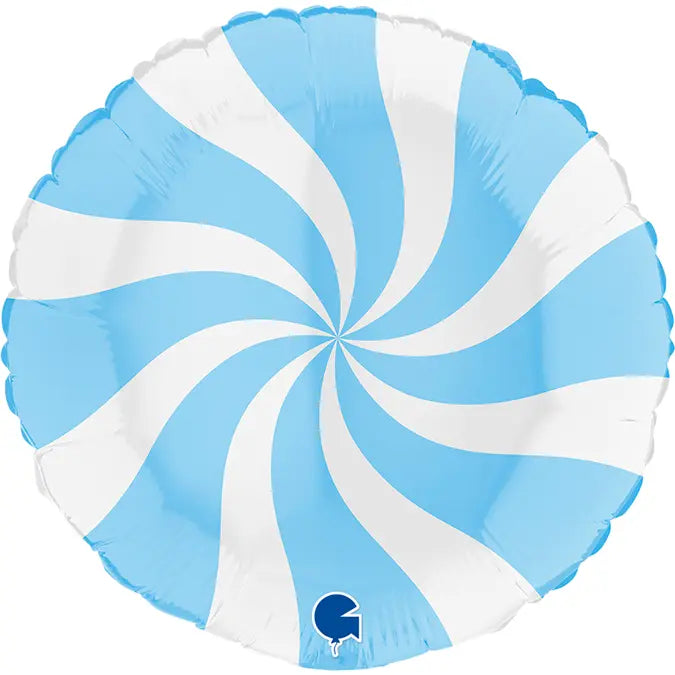 Round Swirly White Matte Blue thepartyville