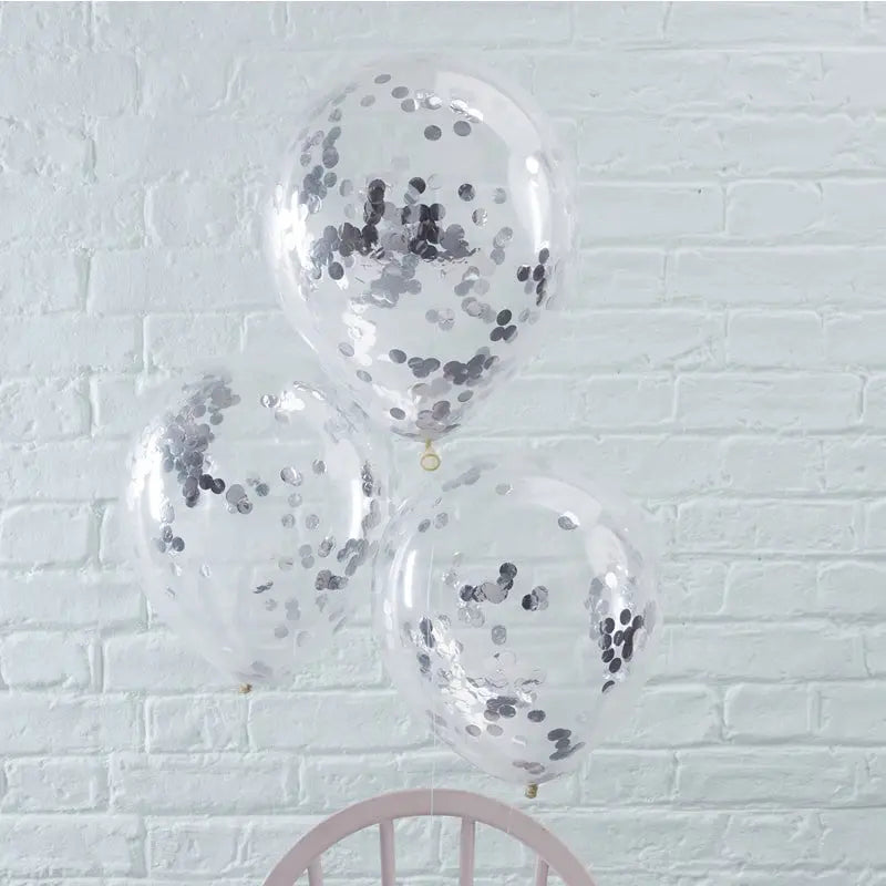 SILVER CONFETTI FILLED BALLOONS - PICK & MIX GingerRay