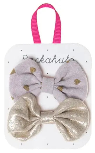 Scattered Heart and Gold Bow Clips Rockahula